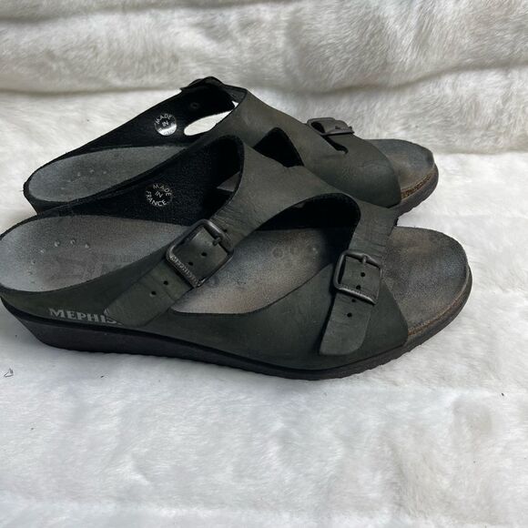 Mephisto black leather Air relax mobils wedge straps sandals side buckle… - Picture 1 of 10